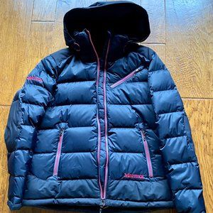 MARMOT Women's Black (red zippers/logo) 650 fill Goose Down Puffer Jacket~Small